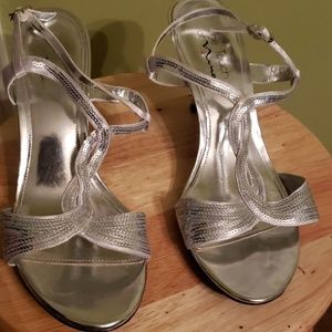 Silver Sequin Strappy Sandals